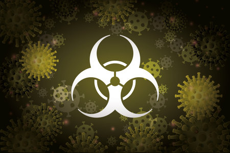 Hazard in front of Covid 19 virus background design of 2019 ncov cov coronavirus infection corona...