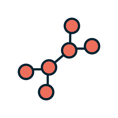 Atom line and fill style icon design, science chemistry molecular technology particle molecule micro element and power theme Vector illustrationのイラスト素材