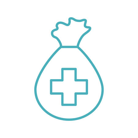 bag with cross as donation symbol line style icon design of Humanity help cooperation together unity support covid 19 theme Vector illustrationのイラスト素材