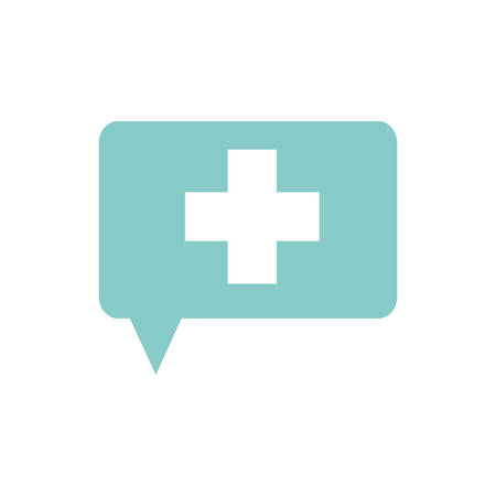 cross inside bubble flat style icon design of Health medical care emergency aid exam clinic and patient theme Vector illustrationのイラスト素材