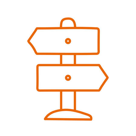 Road sign line style icon design, Street message way information direction board transportation travel and guide theme Vector illustrationのイラスト素材