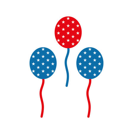 Balloons with stars flat style icon design, Party celebration entertainment holiday fun birthday decoration and joy theme Vector illustrationのイラスト素材
