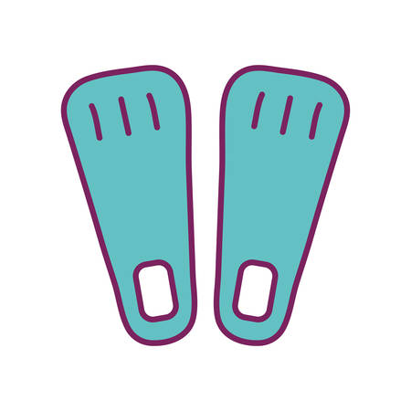 Swimming fins line and fill style icon design, Summer vacation tropical relaxation outdoor nature tourism relax lifestyle and paradise theme Vector illustrationのイラスト素材