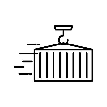 Crane with container line style icon design, Delivery logistics transportation shipping service warehouse industry and global theme  illustrationのイラスト素材