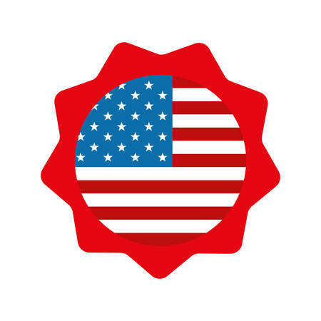 Usa flag seal stamp flat style icon design, United states america independence day nation us country and national theme Vector illustrationのイラスト素材