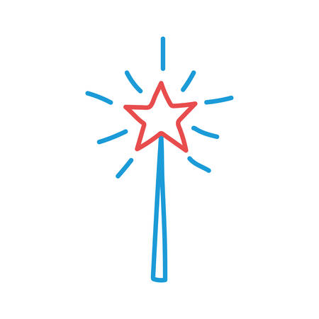 Magic stick line and fill style icon design, Magician medieval fantasy wizard witchcraft fairy costume witch and old theme Vector illustrationのイラスト素材