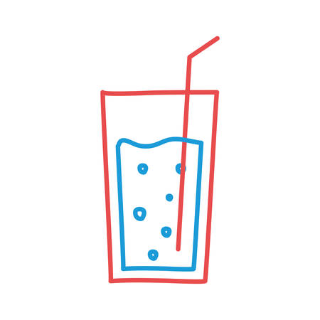 Glass drink line and fill style icon design, Beverage liquid menu restaurant lunch refreshment kitchen and meal theme Vector illustrationのイラスト素材