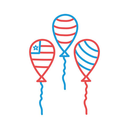 Usa balloons line and fill style icon design, United states independence day country and national theme Vector illustrationのイラスト素材