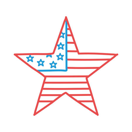 Usa flag star line and fill style icon design, United states independence day country and national theme Vector illustrationのイラスト素材