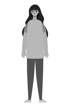 Avatar woman cartoon in gray colors design, Girl female person people human and social media theme Vector illustrationのイラスト素材