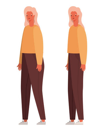 women avatars cartoons design, Woman girl female person and people theme Vector illustrationのイラスト素材