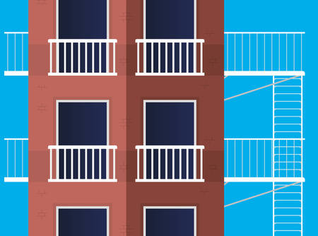 Windows outside brown building design, house home and architecture theme vector illustrationのイラスト素材