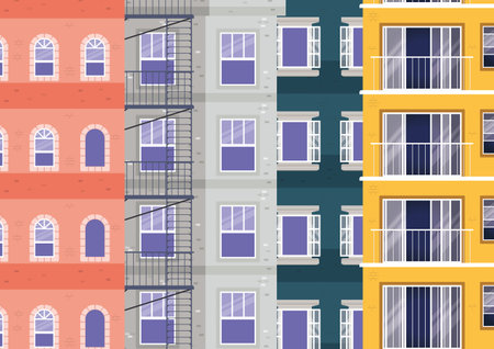 Windows outside colored buildings design, house home and architecture theme vector illustration