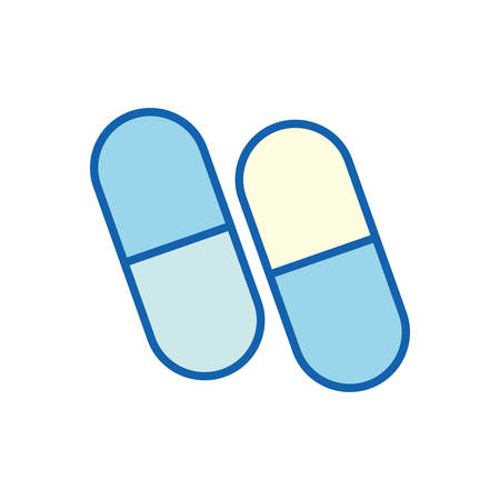 Pills line and fill style icon, design of Medical care health emergency and clinic theme Vector illustrationのイラスト素材