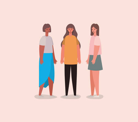 women avatars cartoons design, Woman girl female person and people theme Vector illustrationのイラスト素材