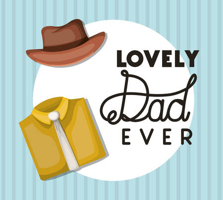 Lovely dad ever hat and shirt with necktie design, Happy fathers day celebration and love theme Vector illustrationのイラスト素材