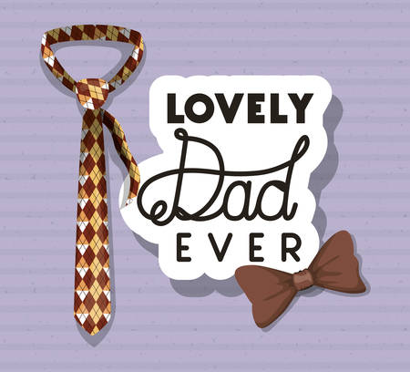 Lovely dad ever bowtie and necktie design, Happy fathers day celebration and love theme Vector illustrationのイラスト素材