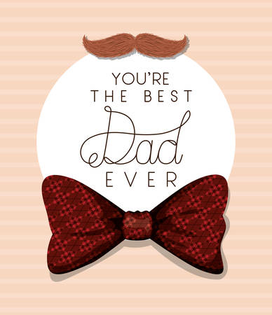 Best dad ever mustache and checkered bowtie design, Happy fathers day celebration and love theme Vector illustrationのイラスト素材