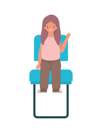 Girl cartoon sitting on seat design, Kid childhood little people lifestyle casual person cheerful and cute theme Vector illustrationのイラスト素材