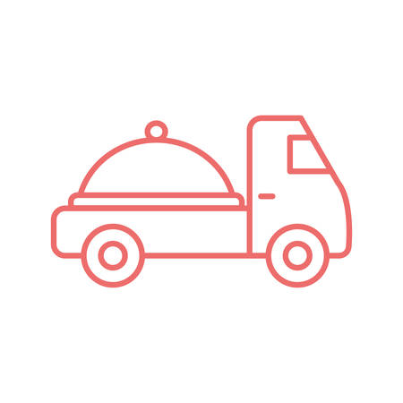 Platter over truck line style icon design, Food delivery logistics transportation and shipping theme Vector illustrationのイラスト素材