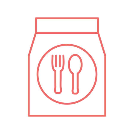 cutlery inside bag line style icon design, Food delivery logistics transportation and shipping theme Vector illustrationのイラスト素材