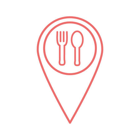 cutlery inside gps mark line style icon design, Food delivery logistics transportation and shipping theme Vector illustrationのイラスト素材