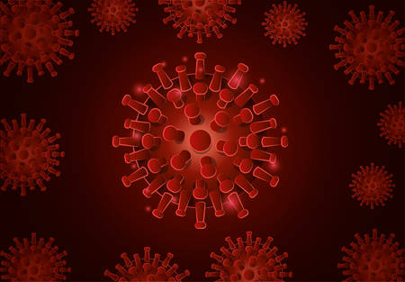 Covid 19 virus in front of red background design of 2019 ncov cov coronavirus infection corona and epidemic theme Vector illustrationのイラスト素材