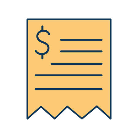 Receipt paper line and fill style icon of money financial banking commerce and market theme Vector illustrationのイラスト素材