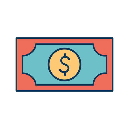 Bill line and fill style icon of money financial banking commerce and market theme Vector illustrationのイラスト素材