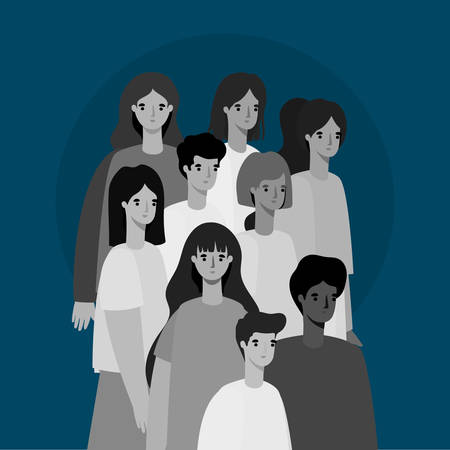 Women and men avatars in gray colors design, Person people and human theme Vector illustrationのイラスト素材