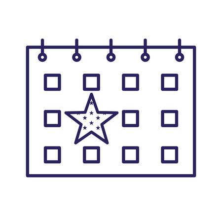 Calendar with star line style icon design, Planner time event moth date day page plan and reminder theme Vector illustrationのイラスト素材