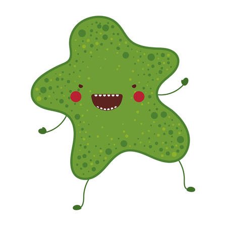 Splash green virus kawaii cartoon design, Bacterium organism molecule and infection theme Vector illustrationのイラスト素材