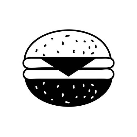 hamburger silhouette style icon design, food eat restaurant and menu theme Vector illustrationのイラスト素材