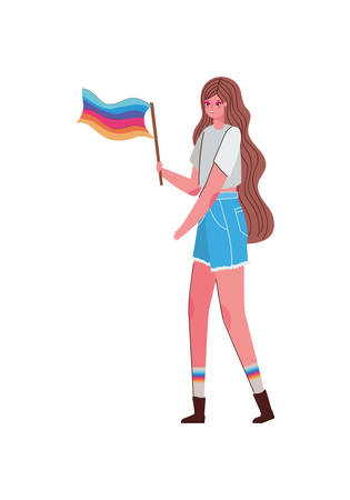 Woman cartoon with lgbt flag design, Pride day love sexual orientation and identity theme Vector illustrationのイラスト素材