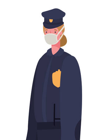 Female police with mask design, Workers occupation and job theme Vector illustrationのイラスト素材