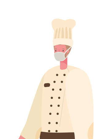 Male chef with mask design, Workers occupation and job theme Vector illustrationのイラスト素材