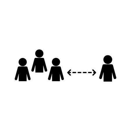 Social distancing between avatars silhouette style icon design of Keep your distance medical care and covid 19 virus theme Vector illustrationのイラスト素材