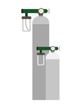 Oxygen cylinders design, Emergency rescue save department danger help safety and aid theme Vector illustrationのイラスト素材