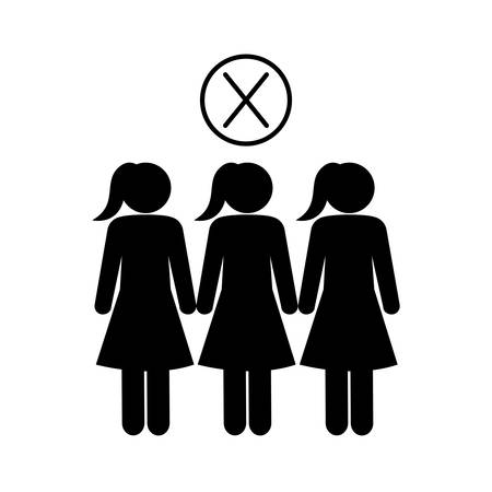 Social distancing between women silhouette style icon design of Keep your distance medical care and covid 19 virus theme Vector illustrationのイラスト素材