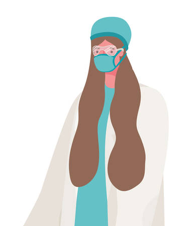 Female doctor with mask design, Workers occupation and job theme Vector illustrationのイラスト素材