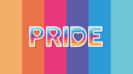 lgbt flag with pride text design, Pride day love sexual orientation and identity theme Vector illustrationのイラスト素材