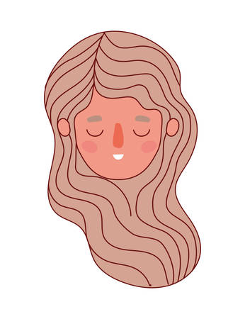 head woman cartoon with brown hair design, Girl female person people human and social media theme Vector illustrationのイラスト素材
