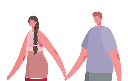 Couple of woman and man cartoon with sportswear design, Relationship love and romance theme Vector illustrationのイラスト素材