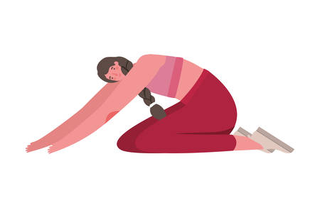 Woman with sportswear doing yoga design, Stay at home gym sport and bodybuilding theme Vector illustrationのイラスト素材