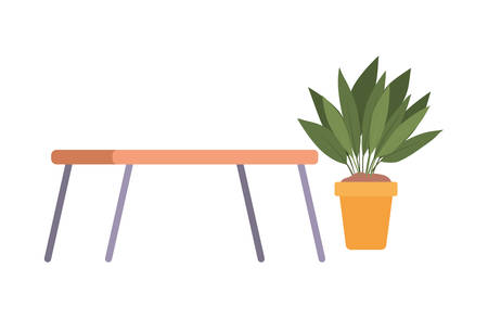 Plant inside pot and desk table design, Home room decoration interior modern house decor living and apartment theme Vector illustrationのイラスト素材