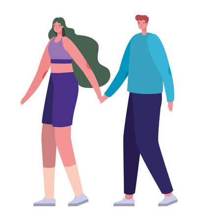 Couple of woman and man cartoon with sportswear design, Relationship love and romance theme Vector illustrationのイラスト素材