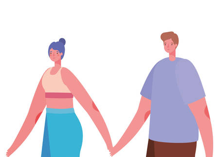 Couple of woman and man cartoon with sportswear design, Relationship love and romance theme Vector illustrationのイラスト素材