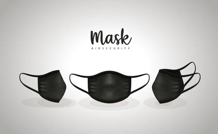 Black masks design of Medical care and covid 19 virus theme Vector illustrationのイラスト素材
