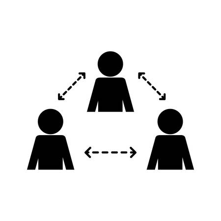 Social distancing between avatars silhouette style icon design of Keep your distance medical care and covid 19 virus theme Vector illustrationのイラスト素材