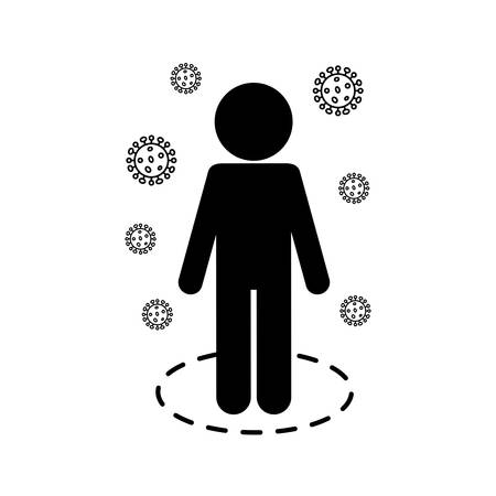Avatar social distancing silhouette style icon design of Keep your distance medical care and covid 19 virus theme Vector illustrationのイラスト素材